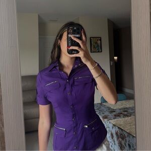 Vintage Bebe Purple Button Up Top
